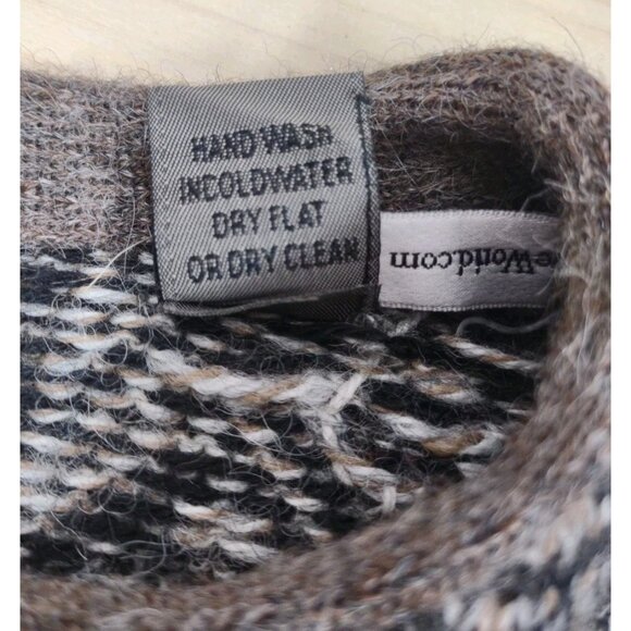 Invisible World 100% Alpaca V-Neck Sweater Large Hand Loomed Juneau Alaska - Picture 11 of 11